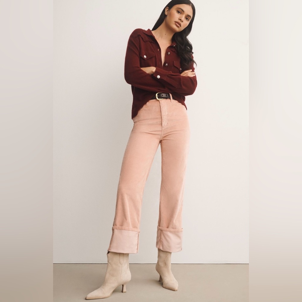 The Scotty Cuffed High-Rise Straight-Leg Jeans by Pilcro: Corduroy Edition